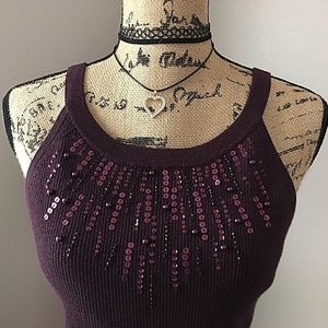 Cache Knit Tank Top Sparkle Elegant Sequin Summer